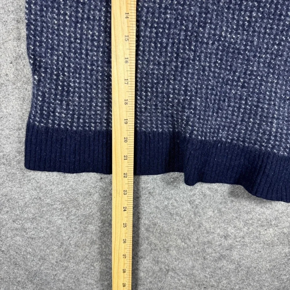 J.Crew Mens Merino Wool Blend Quarter Zip Birdseye Knit Sweater Navy Blue Size M